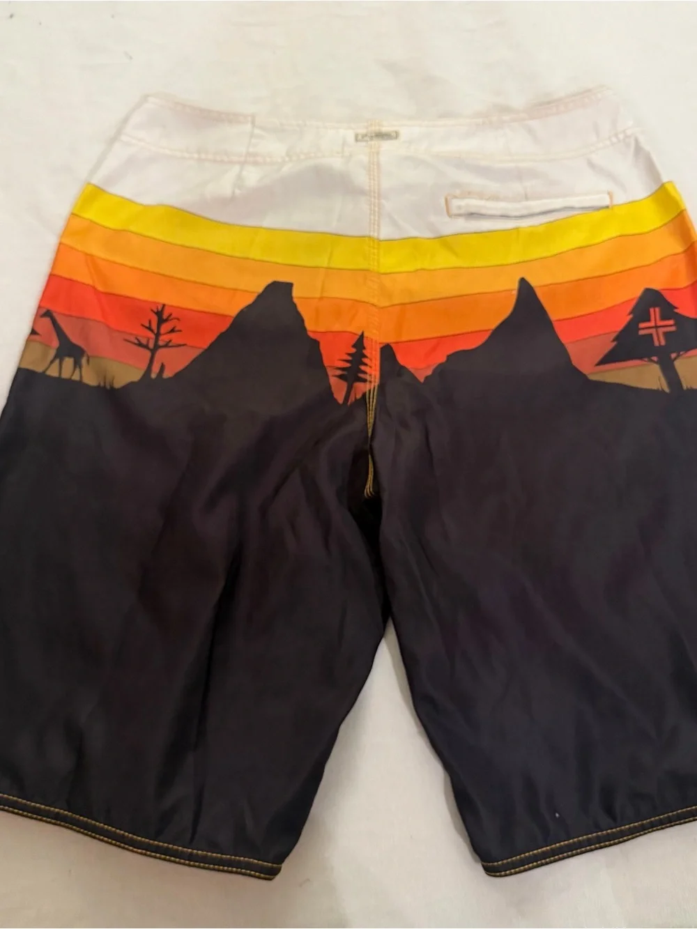 Lrg Men's Black Board Shorts with Sunset Mountain Graphic